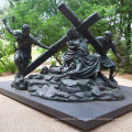 Bronze stations of the cross sculpture